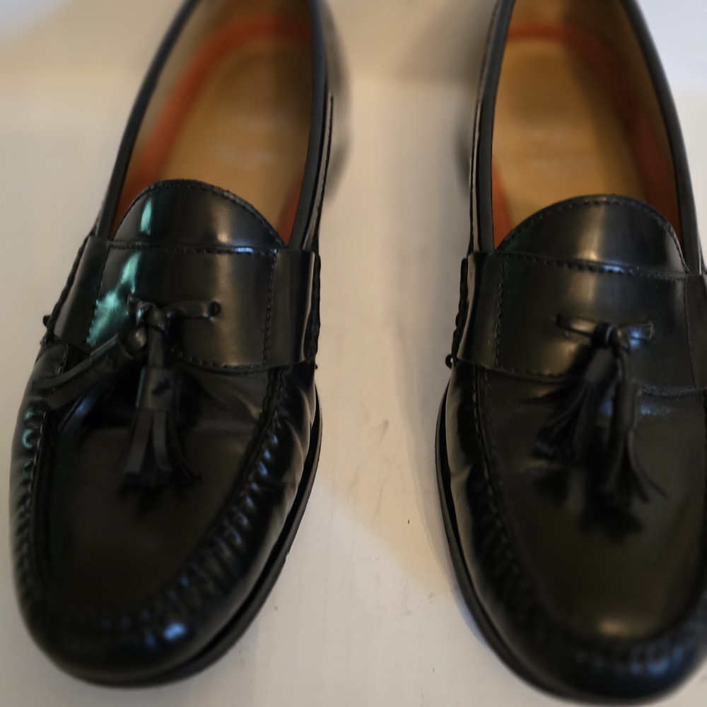 Cole Haan Mens pinch Black Leather Tassel Loafers Size 9.5 M